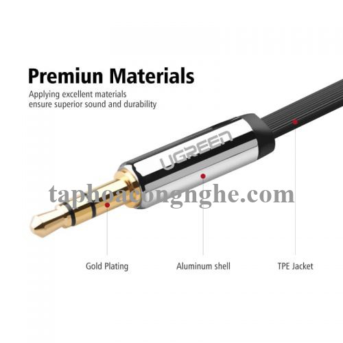 Ugreen 10729 5M màu Đen Cáp âm thanh 2 đầu 3.5mm dương đầu vuông góc mạ vàng AV119 30010729